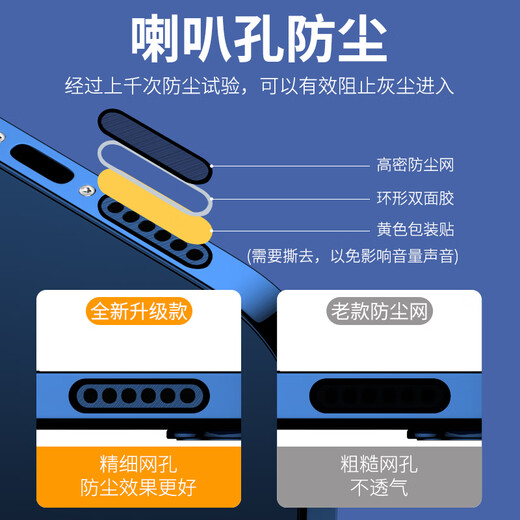 Senmaikang mobile phone dust-proof patch speaker hole speaker dust-proof net suitable for Apple 16/17 Huawei p70 Xiaomi Android vivo Honor OPPO universal iPhone 13/12/anti-copy order black 10 pieces long style breathable fine mesh