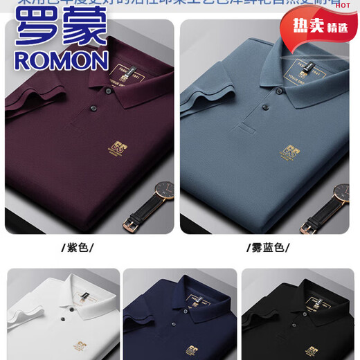 Romon Pure Cotton Herren-Kurzärärt-T-Shirt im Sommer Neues High-End-Stickel-Plus-Size-vielseitiger, halbärmeliger Männer-Polo-Shirt 6626 Weiß M 48 [Empfohlen 100-125 Jin [Jin gleich 0,5 kg]]]