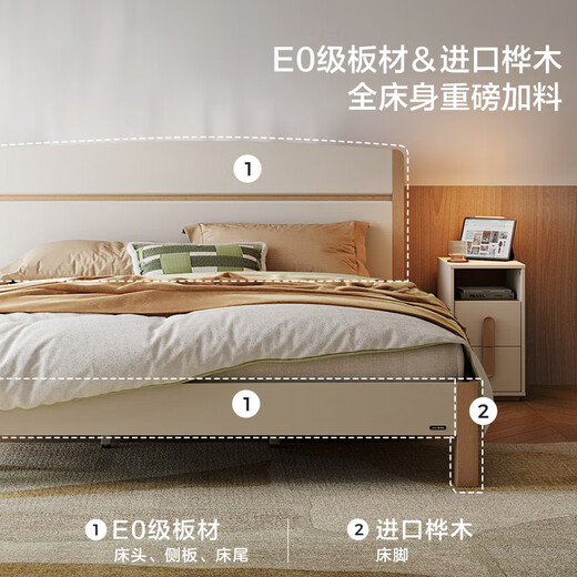 Lin's Home Bedroom Bed 1.5*2.0 Single Bed Modern Simple Small Apartment Full Side Bed Square Man Series RG2A