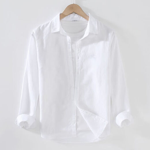 
ZoScheter men's linen long-sleeved shirt linen men's Japanese casual loose cotton linen shirt spring and summer outfit DN-9027 gray XL