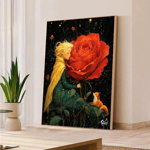 Pupan Little Prince and Rose Digital Oil Painting Filling Color Painting Decompression Acrylic Oil Painting J4877 Little Prince Classic Regular Style 40x50cm Environmental Protection and Strong Set +