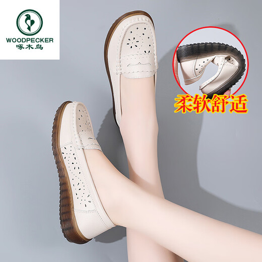 Zapatos madre de pájaros carpinteros Spring y otoño Tendón de vaca de cuero genuino SOLO SOLO SOLO COMOLORTOS SUMERACIÓN SUMERA A MEDIO HOLCO SOLO SOWOR