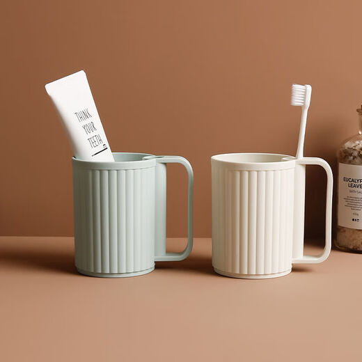 High-value brushing teeth and mouthwashing cup household simple toothbrush cup washing cup teeth tank couple handle plastic tooth cup student 9276 orange + lake blue + white + yellow