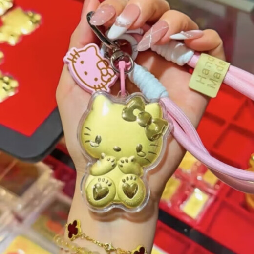 Zhaofei spot gold Kitty cat mobile phone chain pendant 999 pure gold KT cat car key 0.2 20 mg