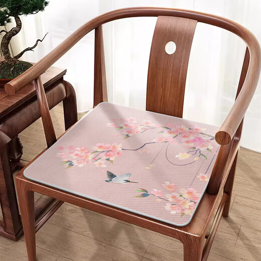 Coussin de siège de style chinois en mouvement de Luoda Chaise de chaise universelle quatre saisons Coussin de glace Cushion cool Maton de bois massif Furniture en bois mahogany canapé chaise U2694n-Cyanqing Peach Blossom N [Four Seasons Universal] 50 * 50cm (coussin standard)