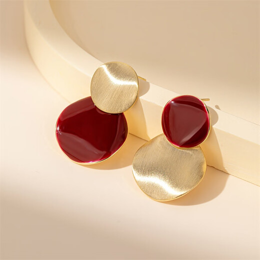 Qlady925 silver unique and beautiful red earrings feminine earrings for women 2025 new high-end light luxury earrings autumn and winter