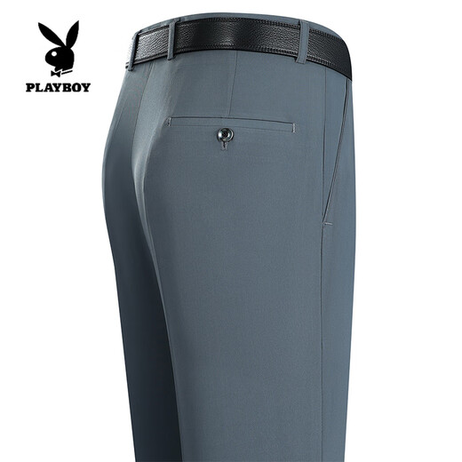花花公子（PLAYBOY）桑蚕丝西裤男士夏季薄款中老年休闲裤爸爸长裤直筒男士西装裤 6621富贵灰【夏季】 双褶宽松款 32 【腰围二尺五】