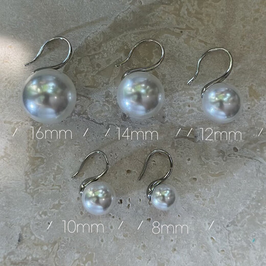 999 sterling silver high-heeled shoes pearl earrings for women, light luxury and high-end pierced earrings, Shijia crystal versatile earrings, 12MM Australian white pearls, silver ear hooks, a pair