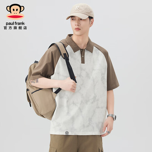 Big Mund Monkey (Paul Frank) Amerikanische Modemarke kontrastierende Farbkolor-Hemd-Hemd-Hemd-Hemd-Dünn-Revers-Locker-Locker- und vielseitige Männer-T-Shirt Brown 695D [offizielles authentisch] M [Vorgeschlagen 105-125jin [Jin gleich 0,5 kg]]