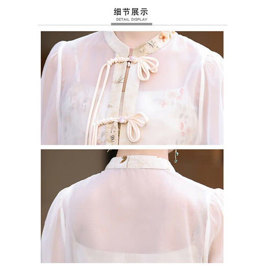 OLJ高档品牌连衣裙女2025年夏季新款时尚气质文艺显瘦印花两件套裙子 黑花 XL