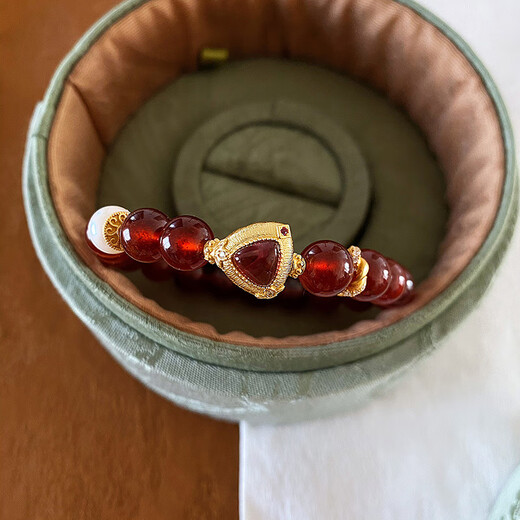 Jiadabao Brazilian natural 7A grade orange-red garnet bracelet tourmaline bracelet ancient gold high-end gift woman stone lucky 14cm