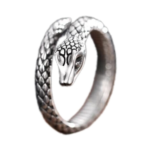 FVIP999 sterling silver pure silver snake-shaped ring for men and women, retro national style light luxury zodiac snake ring, adjustable, Luotai old silversmith 925 silver snake-shaped ring for men and women