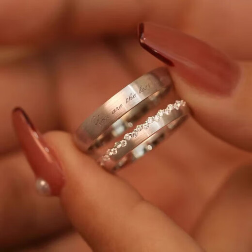 MZMZ platinum ring sincere pt950 platinum couple ring moissanite diamond wedding birthday anniversary gift light luxury model-sincere couple ring live mouth