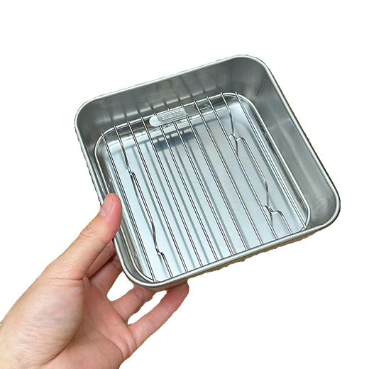 FGFN Germany air fryer baking pan square grill grease barrier oven stainless steel grilling mesh plate small square baking pan with mesh