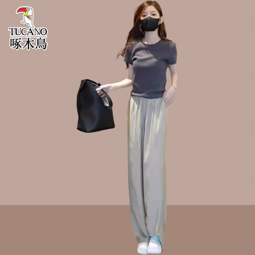 Pájaro carpintero 2025 Summer Nuevo modelo para mujeres que reduce el traje hermoso y de moda para el temperamento informal y delgado y de moda. Pantalones individuales M [100Jin [Jin equivale a 0.5 kg]]