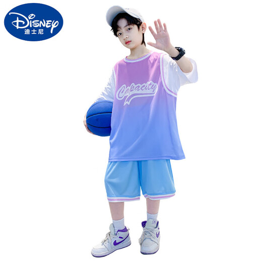Disney boys summer quick-drying suit jersey handsome sports internet celebrity mid-da kids sleeveless vest summer children's basketball uniform PPX-6086 black 120 recommended for 6-7 years old