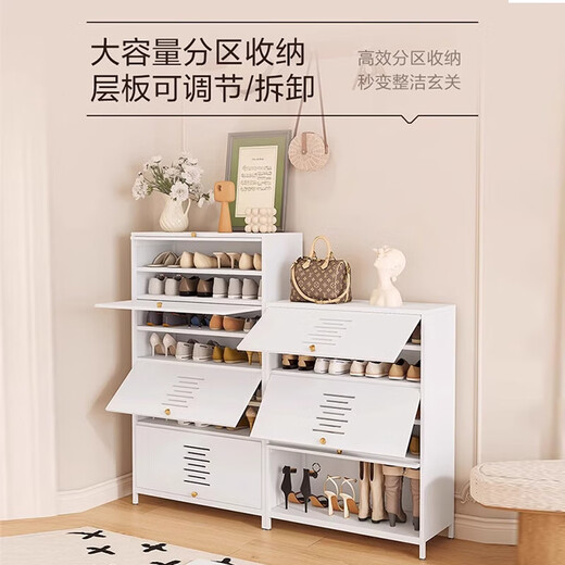 Moloo Steel Schuhschrank Haushalt Eingang Atmungsfreie staubfeste Schuhregal Boden großer Kapazität Flip Türstaderschrank Korridor Aufbewahrungsschrank grau 5 Tür 10. Stock 1695*900*350 mm