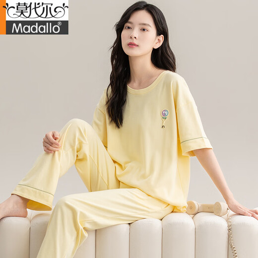 莫代尔睡衣女夏季新款夏天纯棉短袖长裤半袖春秋高级感家居服套装可外穿 CM65032【女】 Z9711 M 【建议80-100斤穿】
