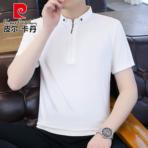 Pierre Cardin Solid Color Halb-Reißverschluss Polo-Basis-Hemd-Hemd für Männer mit kurzer Ärmeln T-Shirt von Summer Ice Seide Dünnständer 2025 Neuer halbärmelig 9921 Grün M (ca. 85 ~ 105 Jin [Jin entspricht 0,5 kg] kann getragen werden)