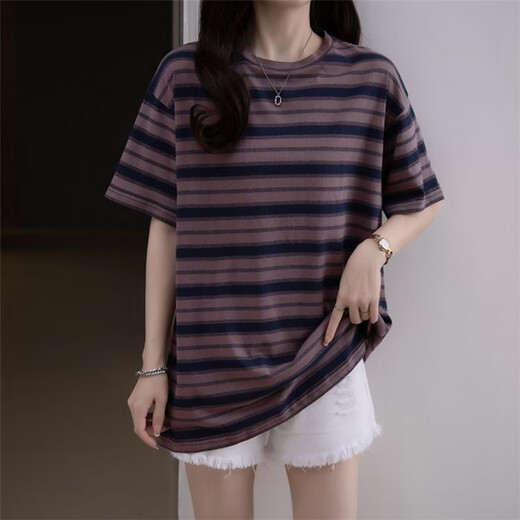 古阑迪莉2025女士短袖高档女时尚一点胖妹妹遮肚夏装微胖mm圆领T恤加肥加 9902粉色 M 80-95斤