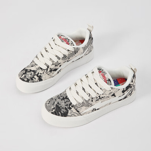 
LIGHTNING X STORM Picasso paintings co-branded lightning men and women's shoes for revenge storm small fragrant bread shoes heightened couple skateboard shoes LS-699 ink rhyme black 39