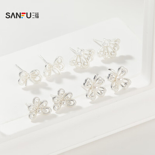 Sanfu 925 silver lace garden earrings pair, elegant sweet jewelry accessories earrings 843738 9230 1 gram