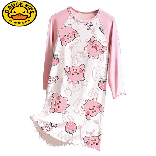 G.DUCKKIDS儿童睡衣2025新款春秋季莫代尔大童女童睡裙长袖亲子家居服小女孩 2M--ST-12189 均码 12码(120-130）cm