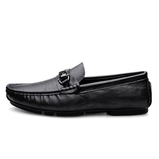 Dragón rojo* zapatos para hombres Summer huecos transpirables zapatos de cuero casuales hombres perezosos zapatos de cuero casuales delgados y mayores zapatos de papá negros 9926 40 (250 mm)