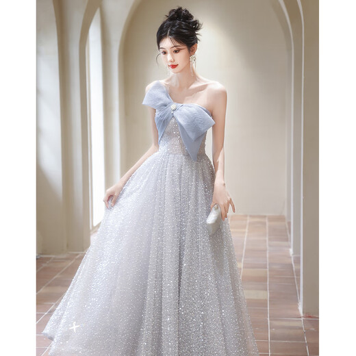 Weixuan evening dress banquet 2025 new style light luxury high-end niche high-end temperament fairy host French evening ceremony S one size fits all