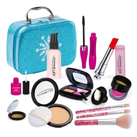 Kinder simuliertes Kosmetikspielzeug Mädchen verkleiden und spielen Haus Prinzessin Make-up Handheld Ledertasche Geschenkset Rose Ledertasche 13-teilige Set + Gold Stamping Geschenkbox