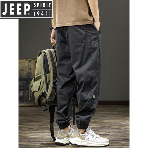JEEP SPIRIT吉普工装裤男士休闲裤夏季男裤潮牌速干运动长裤子哈伦冲锋束脚裤 卡其色 薄款 L 体重130-150斤