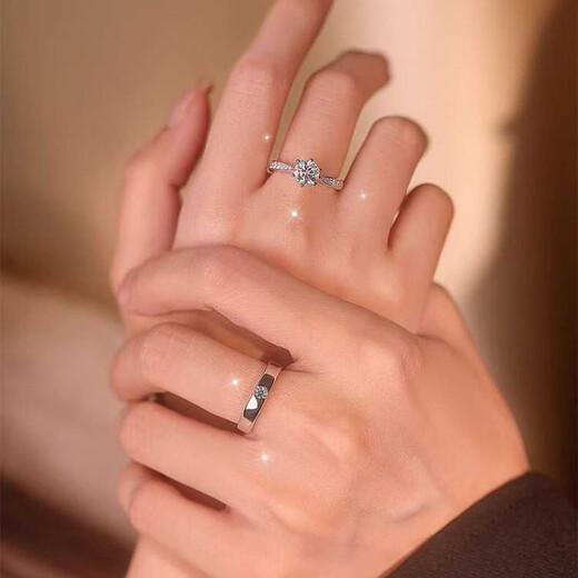 BOEAY One Carat Moissanite Diamond Ring Women's Diamond Ring Sterling Silver Knot Proposal Ring Zhong Jiujiu 520 Valentine's Day Gift Diamond Ring Gift Box Star Women's Ring 1 Carat + Men's Ring/Free Engraving