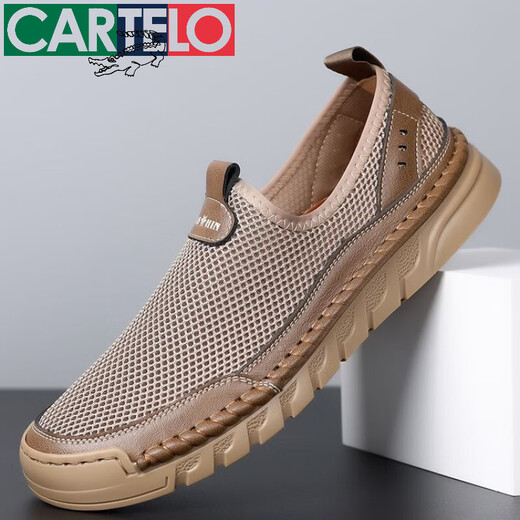 Cartelo sommer atmungsaktive Herren -Netzschuhe Sandalen neue Hohlschuhe Mesh Schuhe Unglücks lässige Outdoor Hollow Herrenschuhe 9196 Weiß Neues Produkt Promotion 42
