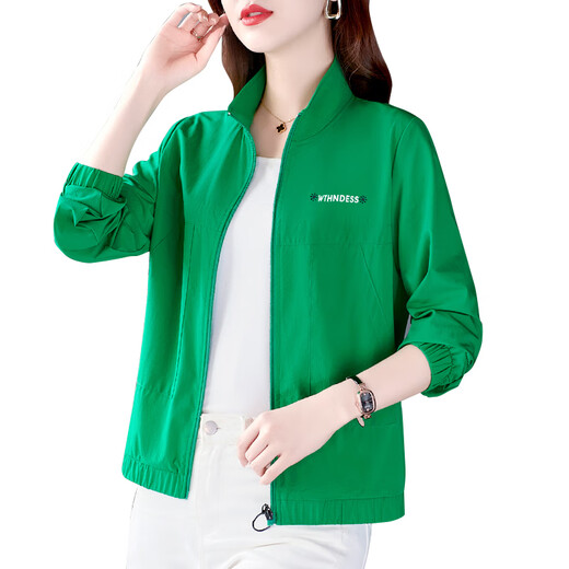 
Hengyuanxiang spring and summer jacket for women 2025 new fashionable quick-drying breathable running stand collar age-reducing large size zipper sportswear thin 520 green M (suitable for 80-100 Jin [Jin equals 0.5 kg])