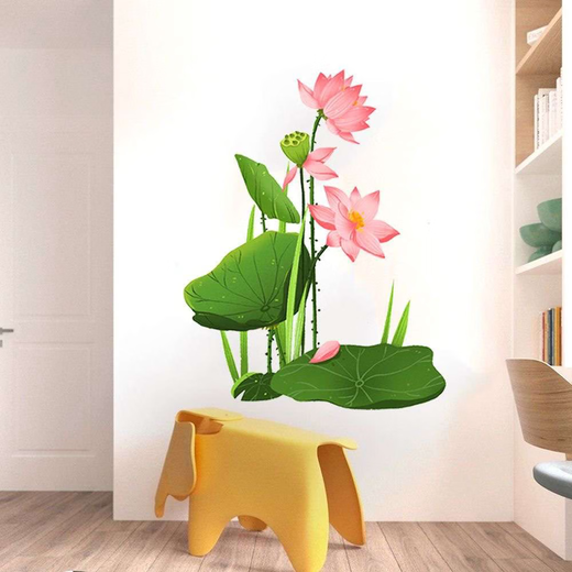 Yonghuan Selbstkleber kann Flecken entfernen und grüne Pflanzen Topfpflanzen imitieren, die Korb Wandaufkleber Wohnzimmer Schlafzimmer Dekoration Aufkleber SK9195a Romantische rote Rose Big groß