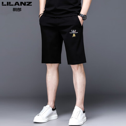 Lilang Men's informal Shorts Men's 2025 NUEVO SUMER SUMER ESTYLE VERSATILE VERSATILE Pantalones de cinco puntos de secado rápido Black 13067 M 165 (adecuado para el peso 90-120 Jin [Jin equivale a 0.5 kg])