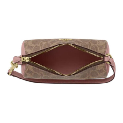 蔻驰（COACH）Nolita20金属徽标Logo拉链开合PVC圆筒包手提单肩包小号女款棕色 礼盒装(基础装+黄色专柜礼盒)