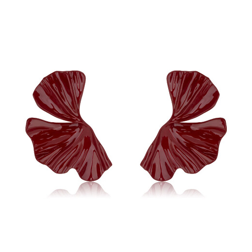 Qlady red skirt earrings women's silver needle earrings exaggerated European and American temperament earrings 2025 new high-end niche earrings