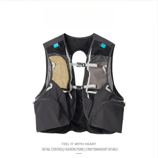 He Jiagong outdoor multi-functional lightweight sports fishing vest multi-pocket hiking mountaineering riding short vest vest men gray S