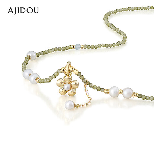 AJIDOU阿吉豆绿色小清新珍珠项链 绿色+白色 46cm 1个