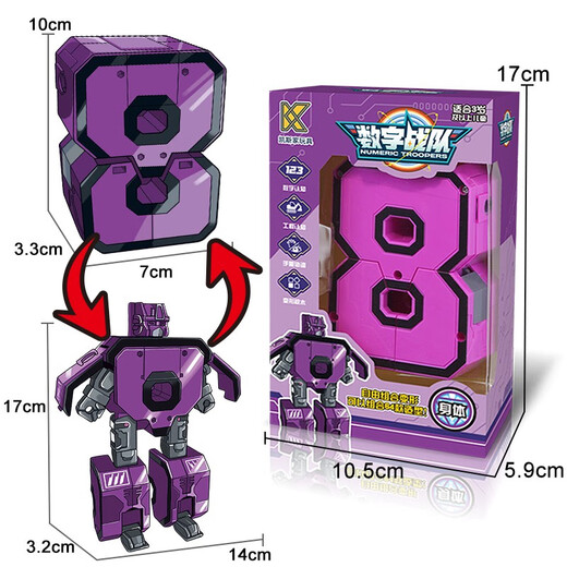 Kinder der Kinder große digitale Deformation Mecha Toys Frühschulgebaute Bausteine für Jungen und Mädchen 2-6 Jahre alt 0-9 Digitale Roboter integriert Large Digital 6 Raketenautos Fenster Farbbox
