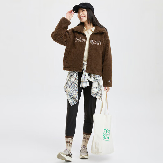 KOLON SPORT可隆KOLONSPORTONCAMP系列宽松版羊羔绒绒感外套女款 米白CR XS