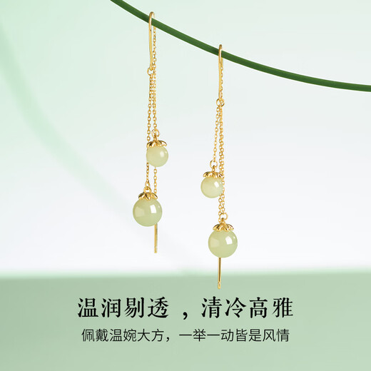 Ginqianhui 925 sterling silver Hetian jade earrings for women, 2025 new earrings, Valentine's Day birthday gifts for girlfriends, clear dew drop earrings/selected Hetian jade + merchant delivery/written greeting cards, anniversary gifts/exquisite gift boxes/for girlfriends, for moms