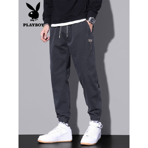 Playboy (PLAYBOY) 2025 Spring and Autumn New Men's Body Sleeps Teen All-Match Leisure Pants Fashion Daily Student Leisure Pants Gray 9859 M