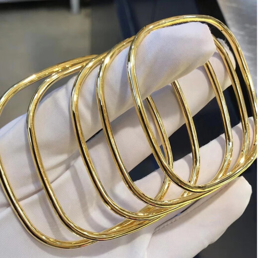 VZZS3D Hard Gold Gold Small Square Ring Pure Gold 999 Smooth Geometric Bracelet Gold Bangle Men's and Women's Ring Square Ring No. 9