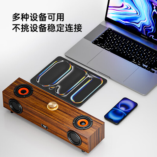 Patriot T352 computer audio desktop speaker home wired USB desktop laptop long wooden subwoofer dual diaphragm multimedia speaker retro style