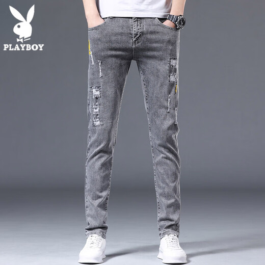 Playboy (Playboy) Straight Hosen Herren Jeans Fashion Mode koreanische Stil Slim Hosen Männer vielseitiger lässige, Solid Color Hosen Herren x-2146HH6636 Black 31