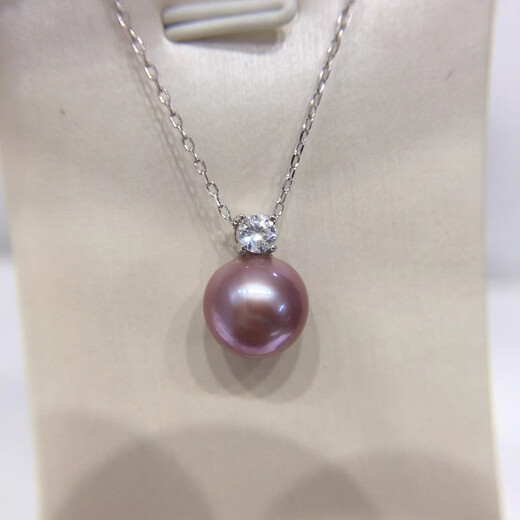 Fat Donglai Quality Edison Pearl Pendant Zhuji Fresh Water Highlight Perfect Round Almost Flawless Princess Same Style Purple A Style Princess Style Silver 9-10mm