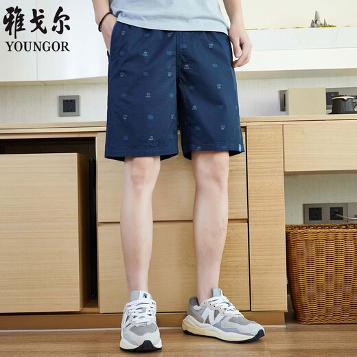 CEO雅戈尔[高支纯棉]2025夏季新款休闲运动短裤男直筒宽松沙滩五分裤 藏青色-D9215 4XL