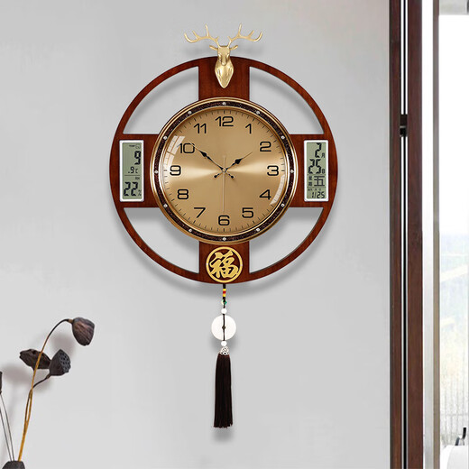 Zhuangshu Wall Clock 2025 New Home Living Room Silent New Chinese Watch Creative Light Luxury Wall Quartz Clock 6227